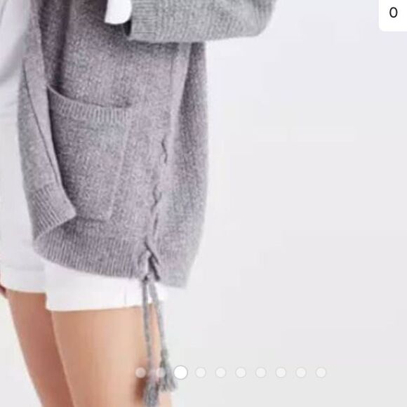 Madewell Side-Lace Open Cardigan Sweater in grey - Picture 2 of 8